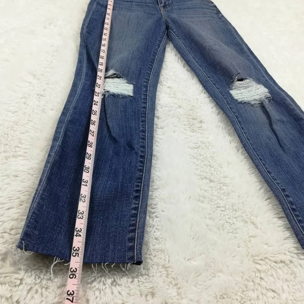 Lagence Womens Jeans Kaia Classic Straight Leg Blue Distressed Stone Wash 25 New